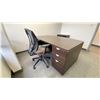 Image 2 : CONTENTS OF OFFICE 2 INCLUDING BOW FRONT DOUBLE PEDESTAL OFFICE DESK, 2 DRAWER LATERAL FILING