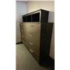 Image 2 : DARK WOOD 8 DRAWER LATERAL FILE CABINET WITH DARK WOOD OVERHEAD STORAGE SHELF