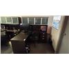 Image 1 : DARK WOOD L SHAPED SINGLE PEDESTAL EXECUTIVE OFFICE DESK WITH HUTCH & MOBILE OFFICE CHAIR