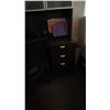 Image 3 : DARK WOOD L SHAPED SINGLE PEDESTAL EXECUTIVE OFFICE DESK WITH HUTCH & MOBILE OFFICE CHAIR