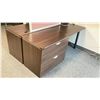 Image 3 : LARGE DARK WOOD L SHAPED SINGLE PEDESTAL EXECUTIVE DESK WITH HUTCH, STORAGE SHELF, 2 DRAWER LATERAL