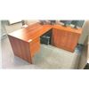 Image 1 : CHERRY SINGLE PEDESTAL EXECUTIVE DESK WITH 2 DRAWER LATERAL FILE CABINET