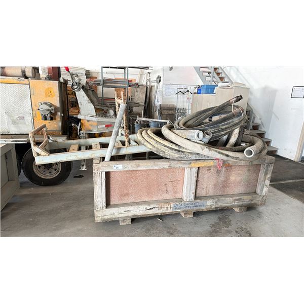SHOTCRETE HEAVY DUTY METAL INDUSTRIAL HOSE JIG WITH HOSES IN WOODEN PALLET CRATE