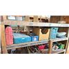 Image 2 : WOODEN SHELF UNIT WITH ASSORTED ITEMS INCLUDING BOLT CUTTERS, COMPOUND GUNS, SAW BLADES, DRILL