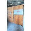Image 1 : WOODEN CABINET OF ASSORTED SAFETY/PPE ITEMS INCLUDING HARDHATS, FIRST AID KITS, MASKS, SAFETY