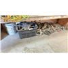 Image 1 : ASSORTED INDUSTRIAL HOSE CLAMPS, CABLE SLINGS & BIN OF ASSORTED HEAVY DUTY PLUMBING PARTS