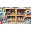 Image 1 : 3 TIER WOODEN CABINET OF ASSORTED ELECTRIC AND CORDLESS POWER TOOLS *CABINET INCLUDED*