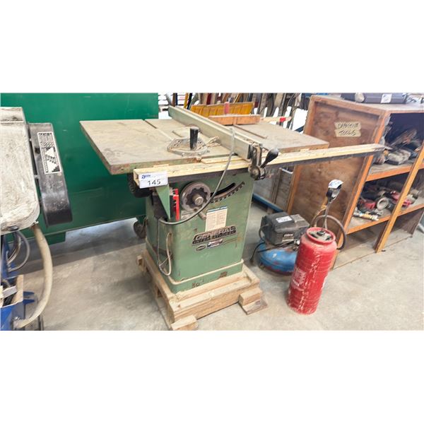 GENERAL INTERNATIONAL 10" TILTING ARBOUR TABLE SAW WITH GUARD & 2 PUSH HANDLES