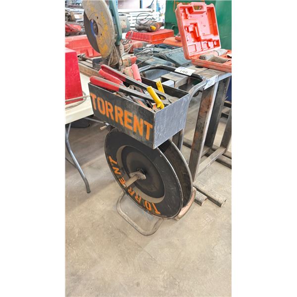 BLACK MOBILE INDUSTRIAL BANDING CART WITH TOOLING