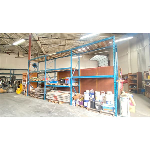 3 BAYS OF BLUE INDUSTRIAL PALLET RACKING - 4 UPRIGHTS/16 SIDE RAILS