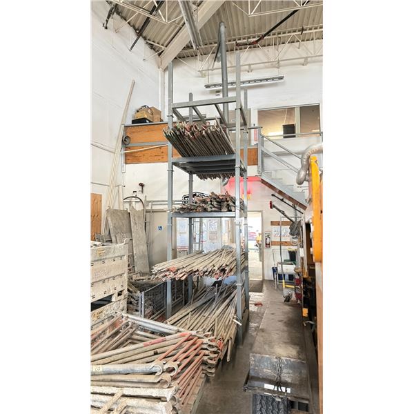 GREY METAL 5 SECTION STACKING MATERIAL STORAGE RACK SYSTEM - * ITEMS ON RACK NOT INCLUDED*