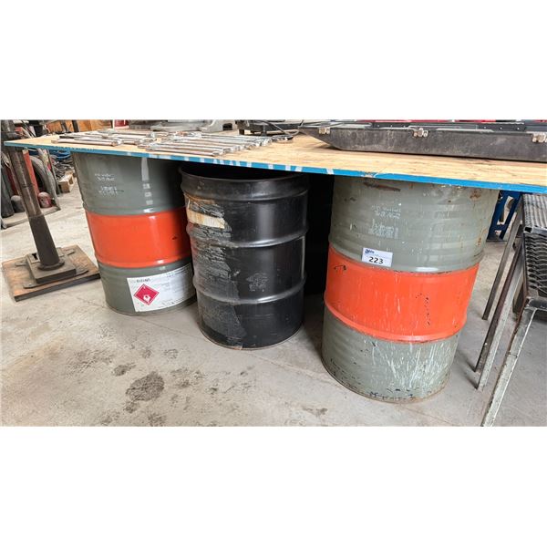 GROUP OF 6 EMPTY 50 GALLON METAL BARRELS