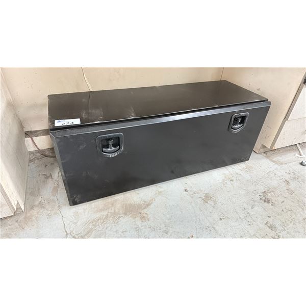 BAWER FAUCHER BLACK METAL TRUCK MOUNT LOCKING STORAGE BOX - 48" ACROSS X 18" WIDE X 18" HIGH