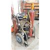 Image 1 : HEAVY DUTY WELDERS DOLLY WITH OXY ACETYLENE HOSE LINE, GAUGES AND TORCH *TANKS NOT INCLUDED*