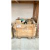 Image 1 : WOODEN BOX OF ASSORTED ITEMS - INDUSTRIAL SHACKLES, HEAVY DUTY CASTERS & MORE