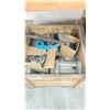 Image 2 : WOODEN BOX OF ASSORTED ITEMS - INDUSTRIAL SHACKLES, HEAVY DUTY CASTERS & MORE
