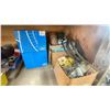 Image 2 : SHELF OF ASSORTED SHOP ITEMS INCLUDING INDUSTRIAL DRILL BITS AND ELECTRICAL PARTS/WIRES