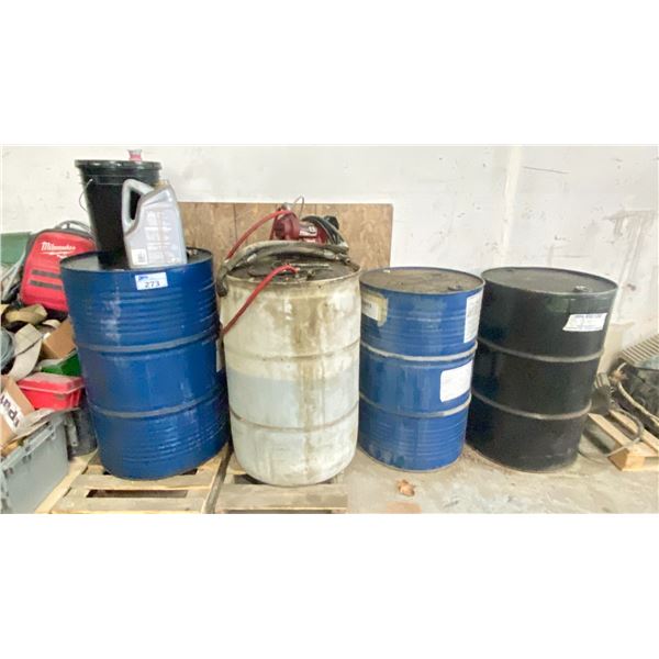 FILLED/PARTLY FILLED INDUSTRIAL OIL/LIQUID BARRELS WITH FILL-RITE 12 VOLT DC