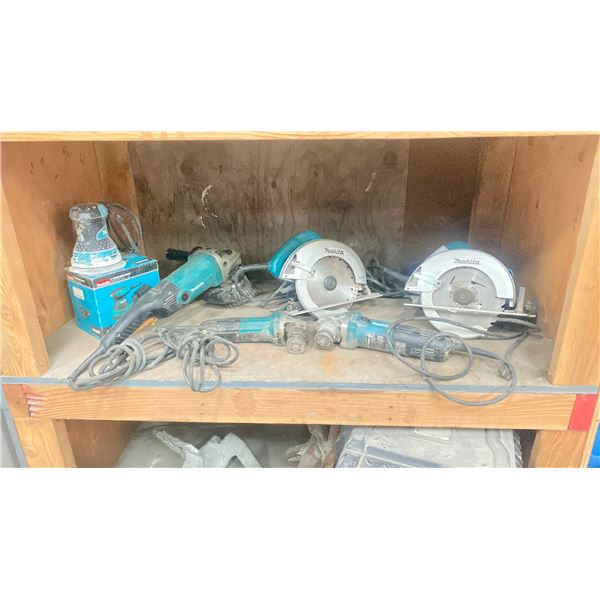 GROUP OF 6 MAKITA CORDED POWER TOOLS - 2 CIRCULAR SAWS, 3 GRINDERS AND 1 ORBITAL SANDER