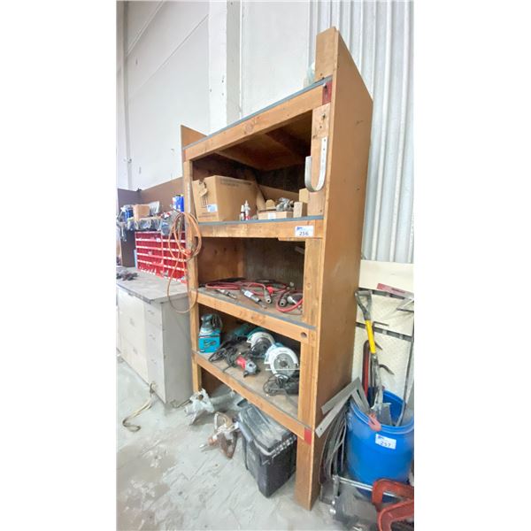 CUSTOM WOODEN 5-TEIR SHELVING UNIT (49"W 24"D 97"H) *CONTENTS NOT INCLUDED* *LAST DAY PICK UP*