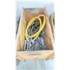 Image 2 : BOX OF ASSORTED STEEL HARDWARE AND AN AIR HOSE