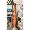 Image 3 : 3 BAYS OF BLUE AND ORANGE INDUSTRIAL PALLET RACKING (DISASSEMBLED) - 4 BLUE UPRIGHTS/4 BLUE