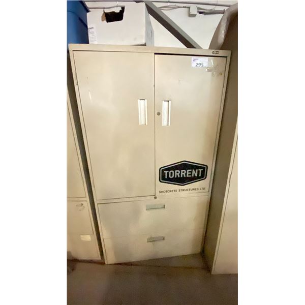 PRO SOURCE 2 DOOR METAL STORAGE CABINET WITH CONTENTS (36"W 18"D 65.5"H)