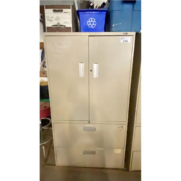 PRO SOURCE 2 DOOR METAL STORAGE CABINET WITH CONTENTS (36"W 18"D 65.5"H)