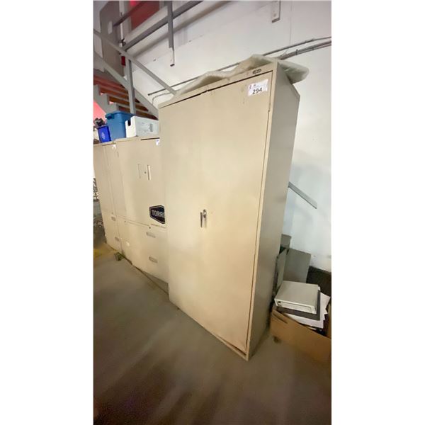 PRO SOURCE 2 DOOR METAL STORAGE CABINET WITH CONTENTS (36"W 18"D 72"H)