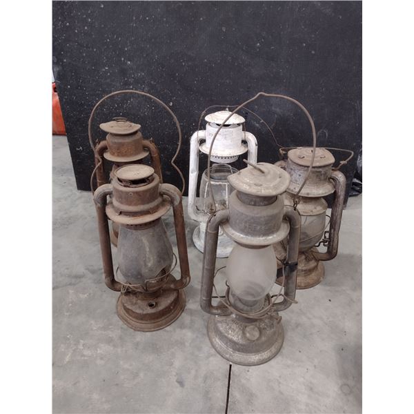 5 coal oil lamps