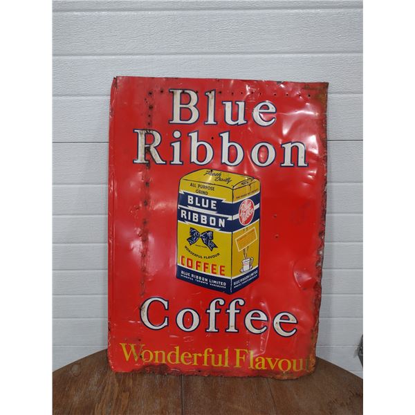 Blue Ribbon Coffee tin sign