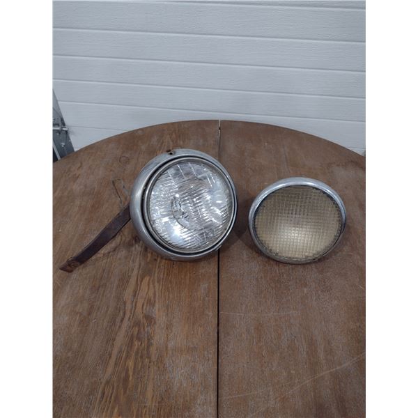two antique head lamps