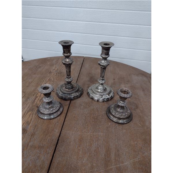4 silver plate candle holders