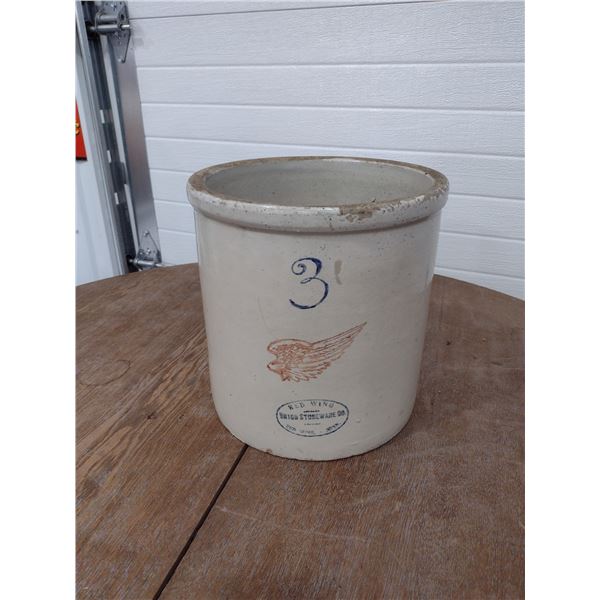 3 gallon red wing crock