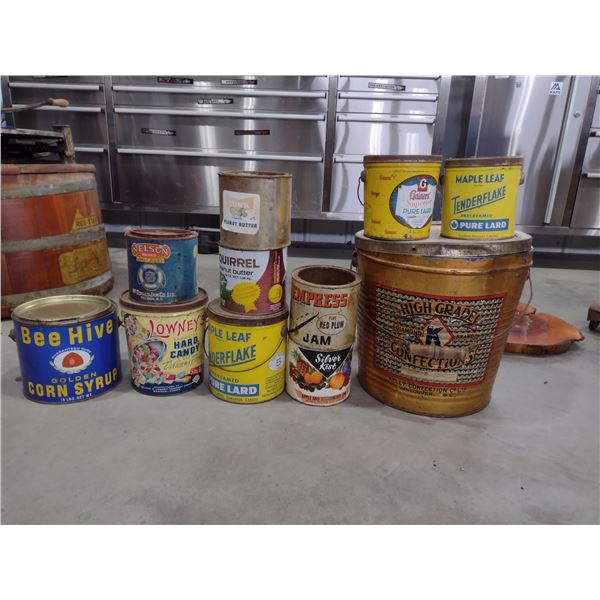 Assortment of tin containers