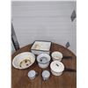 Image 1 : assortment of white with black trim enamel pots and dishes
