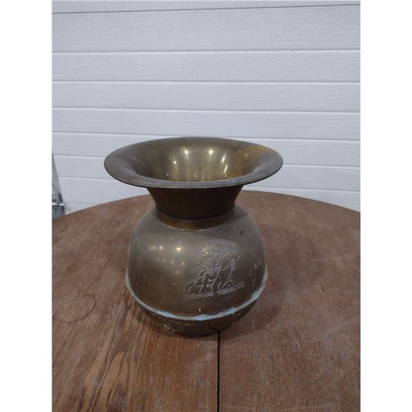 Pony express tabaco co brass spittoon