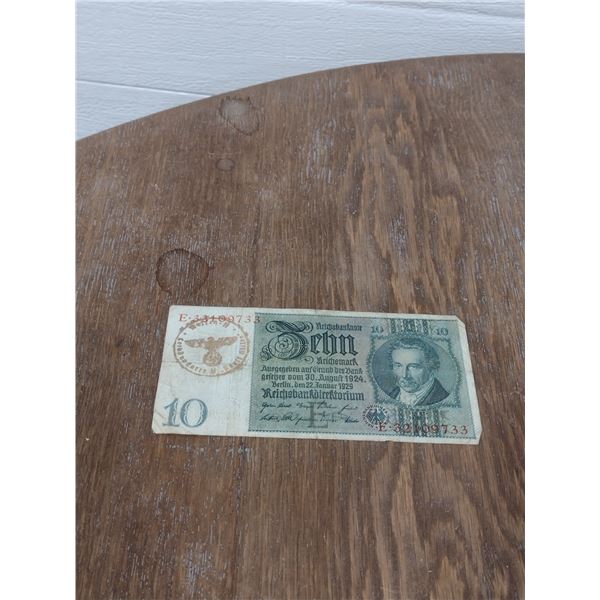 1929 10 Riechsmark German Nazi note