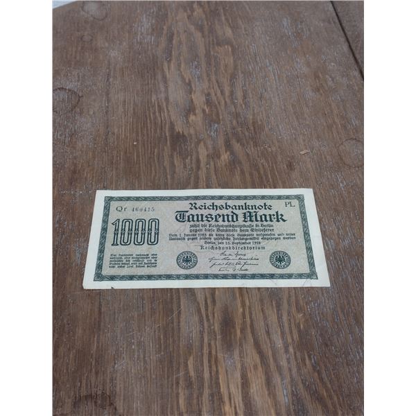1922 1000 mark German note