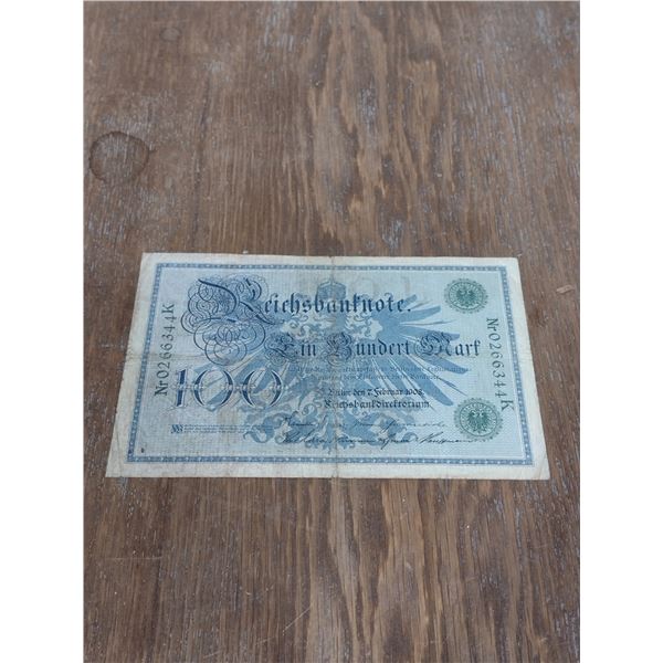 1908 100 mark German note