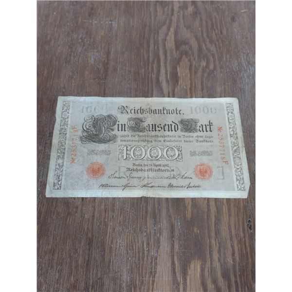1909 1000 mark German note
