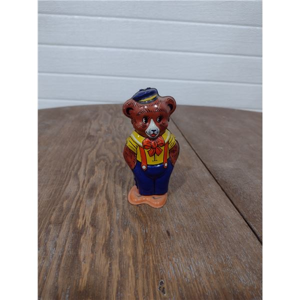 tin wind up walking bear toy