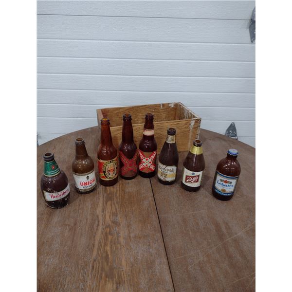 collection of antique beer bottles
