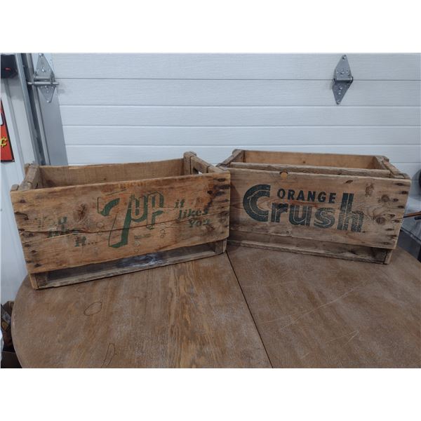 7up and orange crush wooden crates