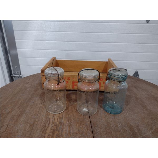 3 perfect seal jars and wooden bc fruit crate