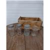 Image 1 : 2 crown, 1 mid west and 1 dominion jar with wooden bc fruit crate