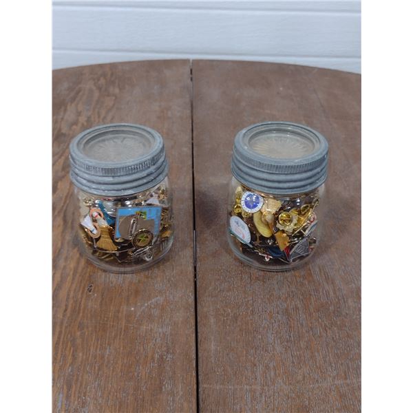 2 half pint Gem jars with pins