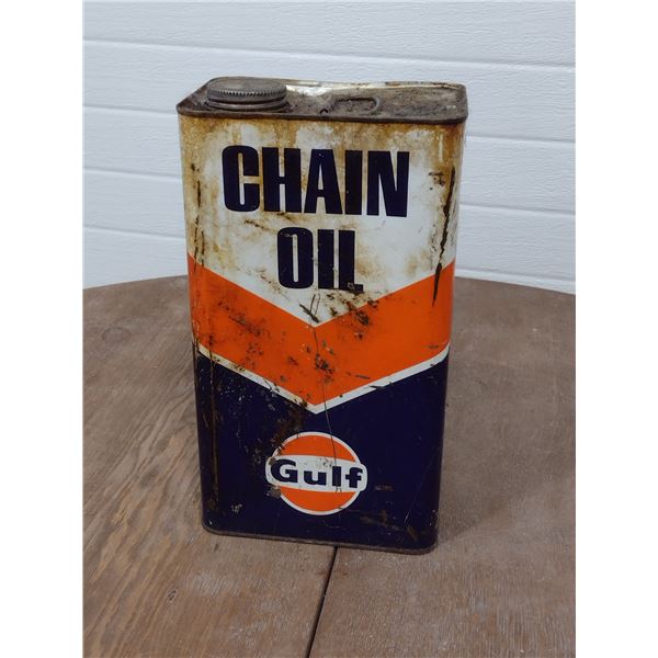 Gulf chain oil tin