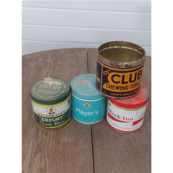 4 tobacco cans