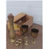 Image 1 : assortment of brass ornaments with small wood crate